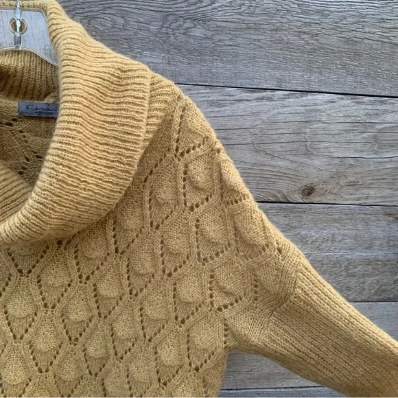 Elsamanda Anthropologie Cowl Neck Sweater Womens M Mohair Textured Sheer Italy - Picture 5 of 16